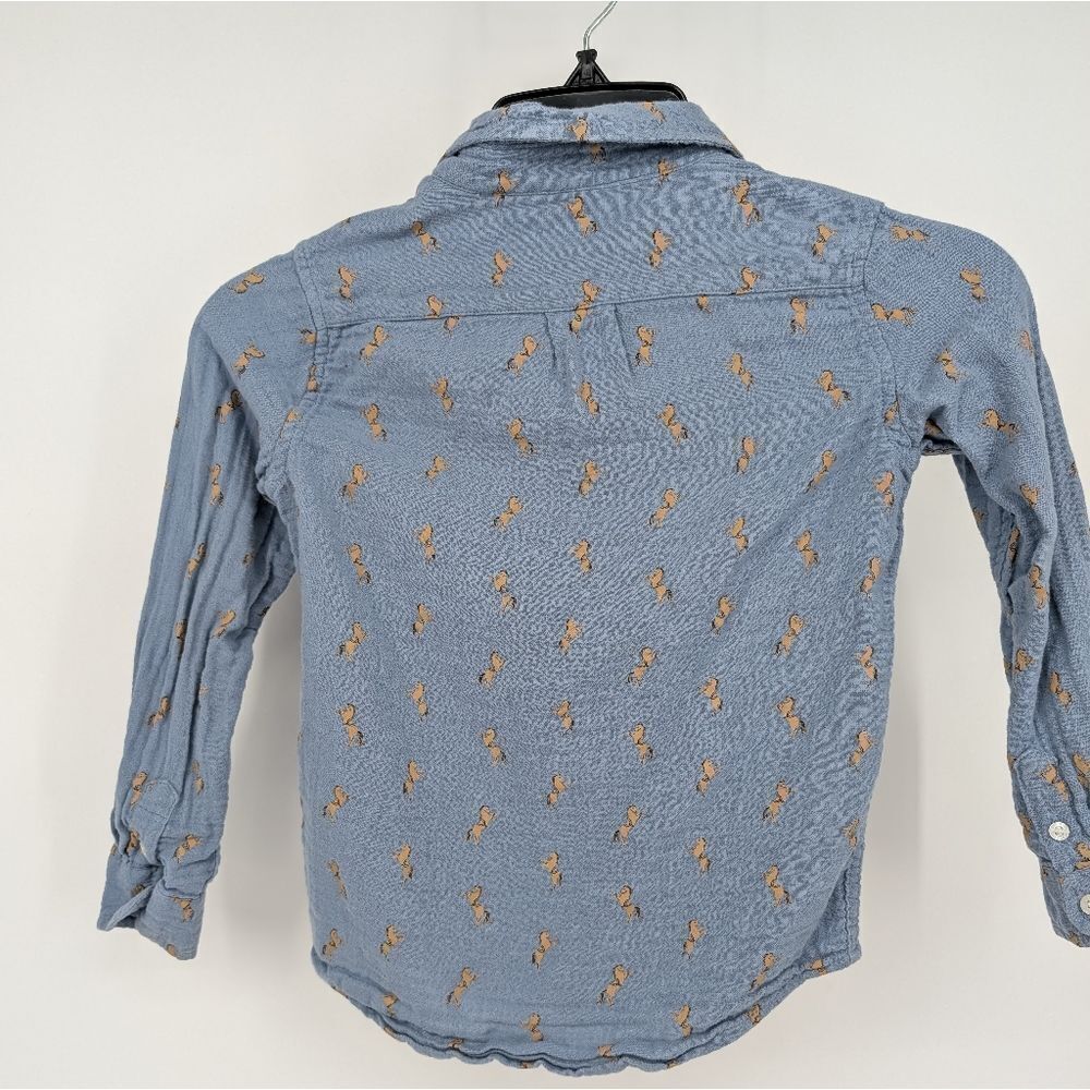 Kids Blue Button-Up Shirt with Pattern - Picture 4 of 4